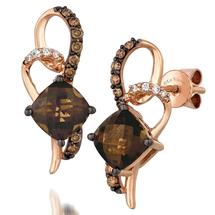 Le Vian 14ct Rose Gold Quartz 0.18ct Diamond Earrings Compare