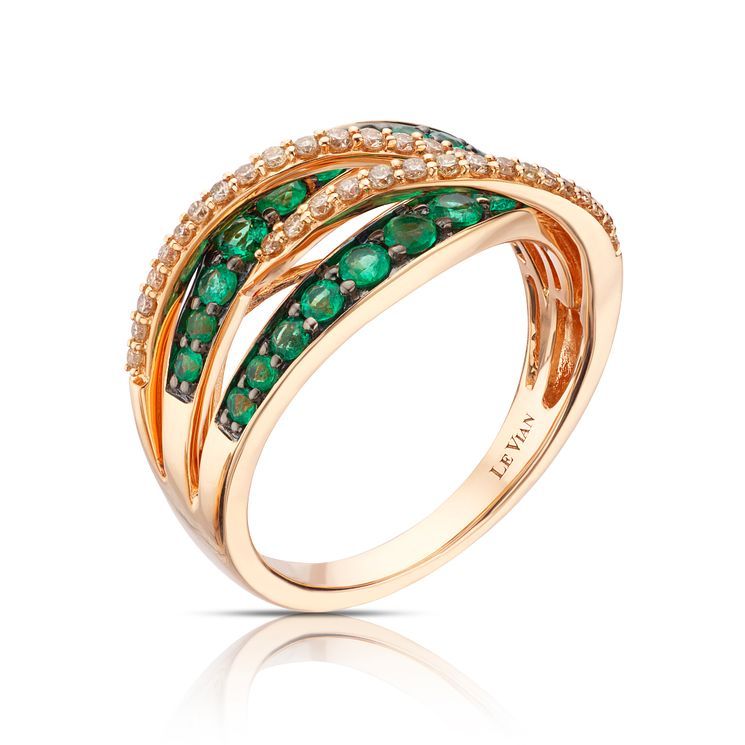 14ct Rose Gold 0.18ct Nude Diamond Emerald Ring Compare