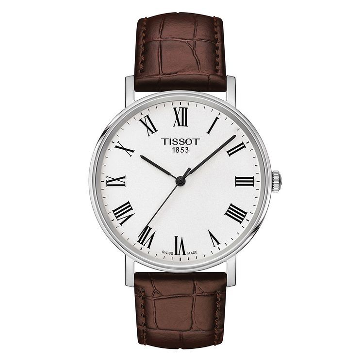 Tissot Everytime Men s Stainless Steel Brown Leather Watch