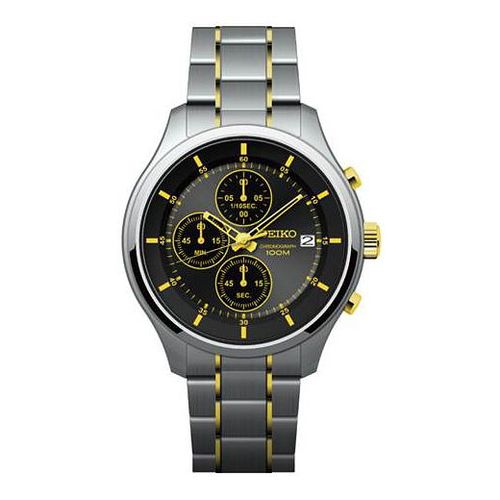 Seiko Men's Black Chronograph Dial Two Tone Bracelet Watch | Compare |  Westquay