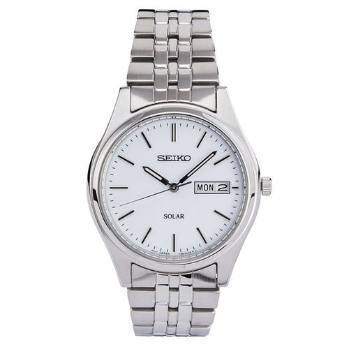 Seiko Men's Solar White Dial Stainless Steel Bracelet Watch | Compare |  Bluewater