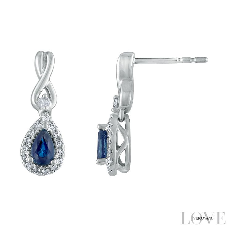 Vera Wang 18ct White Gold 0.14ct Diamond & Sapphire Earrings