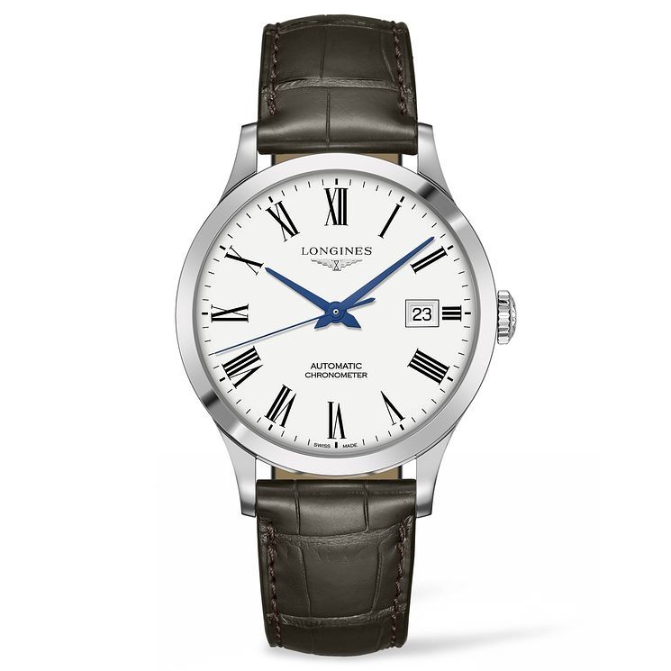 White Dial Brown Strap Watch 