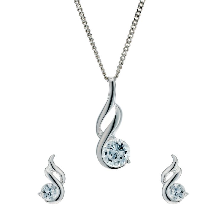 Silver cubic zirconia vintage flower 