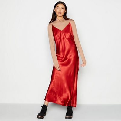 dark red slip dress