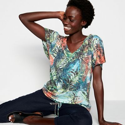 Principles Navy Tropical Print Bubble Hem Top - 26 - Women's - Tops |  Compare | The Oracle Reading
