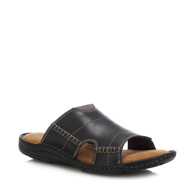 Men s Mantaray Black Leather Jamaica Mule Sandals 7 Men s