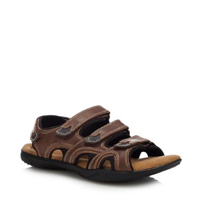 Men s Mantaray Dark Tan Leather Anguilla 3 Sandals 10 Men s