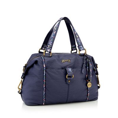 Mantaray Navy floral trim faux leather bowler bag One Size