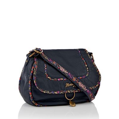 Mantaray Navy floral trim saddle bag One Size Handbags