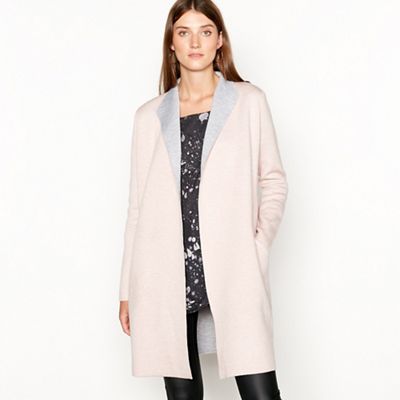 RJR.John Rocha Pale Pink Longline Contrast Collar Coatigan 18