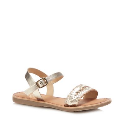Kids Mantaray Girls' Gold Leather Plait Sandals - 3 older - Sandals u0026 flip  flops | Compare | Highcross Shopping Centre Leicester