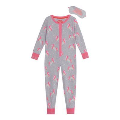 bluezoo Girls' Grey Unicorn Onesie and 