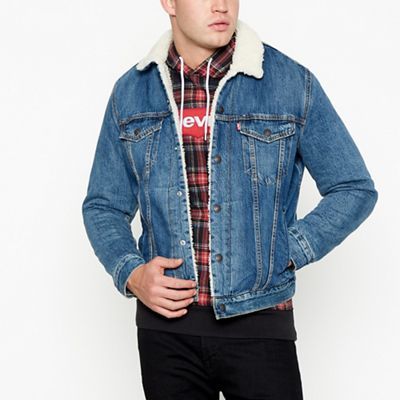 levi's dark blue sherpa jacket