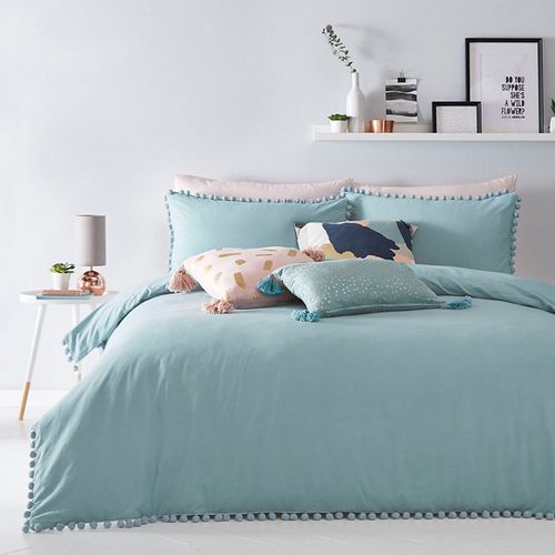 slutningen pessimistisk det er nytteløst Debenhams Aqua 'Cosmo Romy' Pom Pom Bedding Set - king - Duvet covers &  pillow cases | Compare | The Oracle Reading