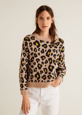 Mango leopard shop print jumper