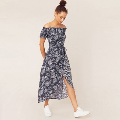 oasis bardot dress blue