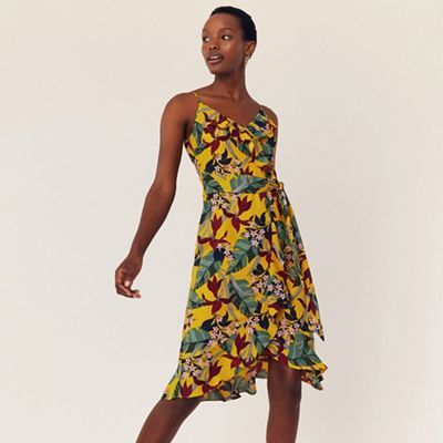 Oasis yellow store floral dress