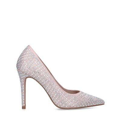 Carvela Nude Lovebird embellished stiletto heel court shoes 7