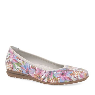 Gabor Multi Coloured Leather Splash Low Heeled Pumps 9 Shoes