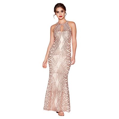 Quiz long hotsell gold sequin dress