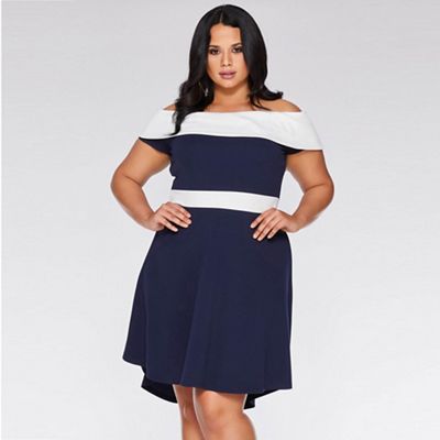 Quiz curve navy dress sale