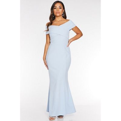 quiz navy bardot fishtail dress