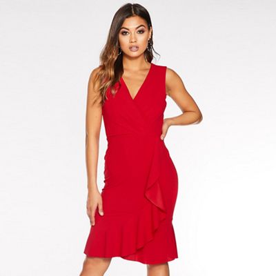 quiz red frill dress