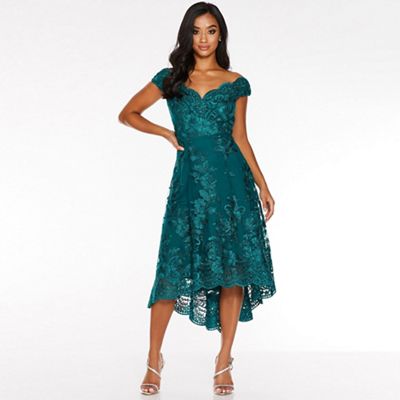 quiz bottle green bardot dress