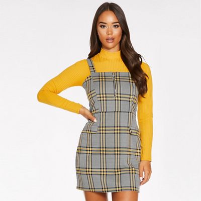 quiz denim pinafore dress