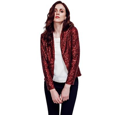 Womens red store sequin jacket