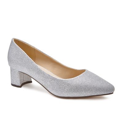 Pink by Paradox London Silver Glitter 'Lucile' low heel wide fit court shoes  - 9 - Shoes | Compare | Highcross Shopping Centre Leicester