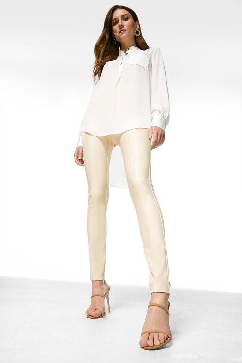 Zara cream faux leather leggings