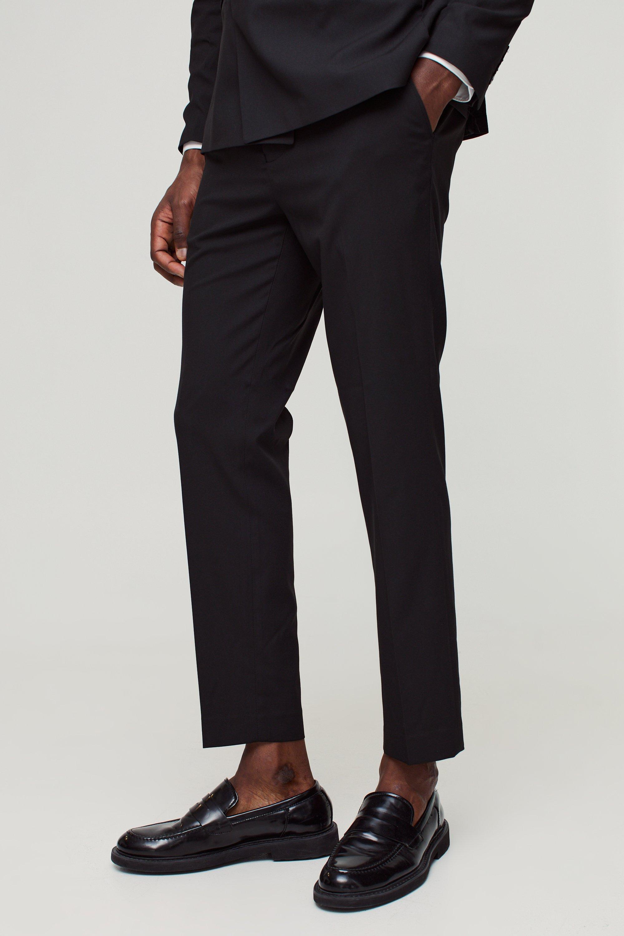 Mens grey cheap skinny cropped trousers