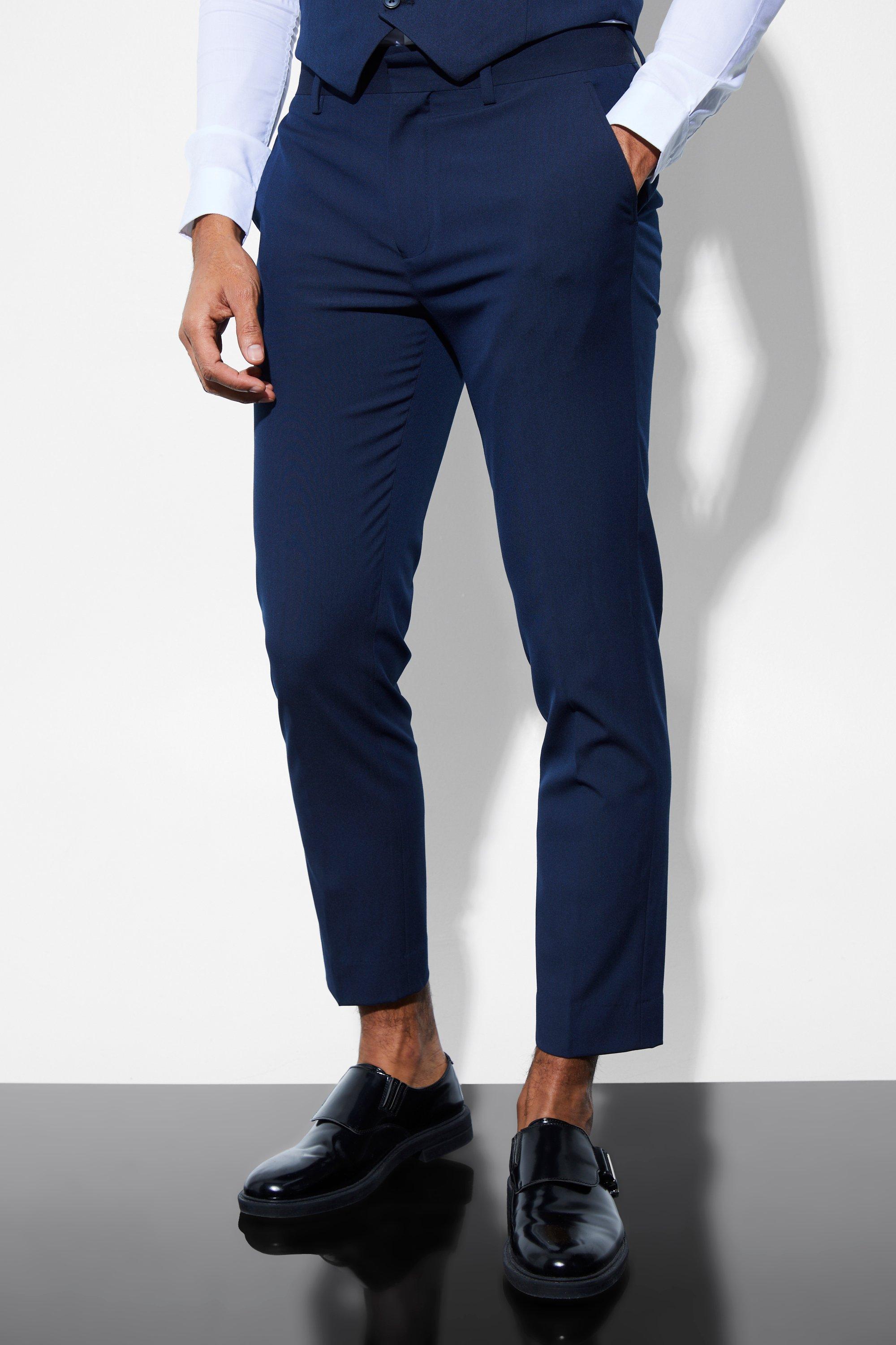 Slim Crop Stripe Suit Trousers | boohoo