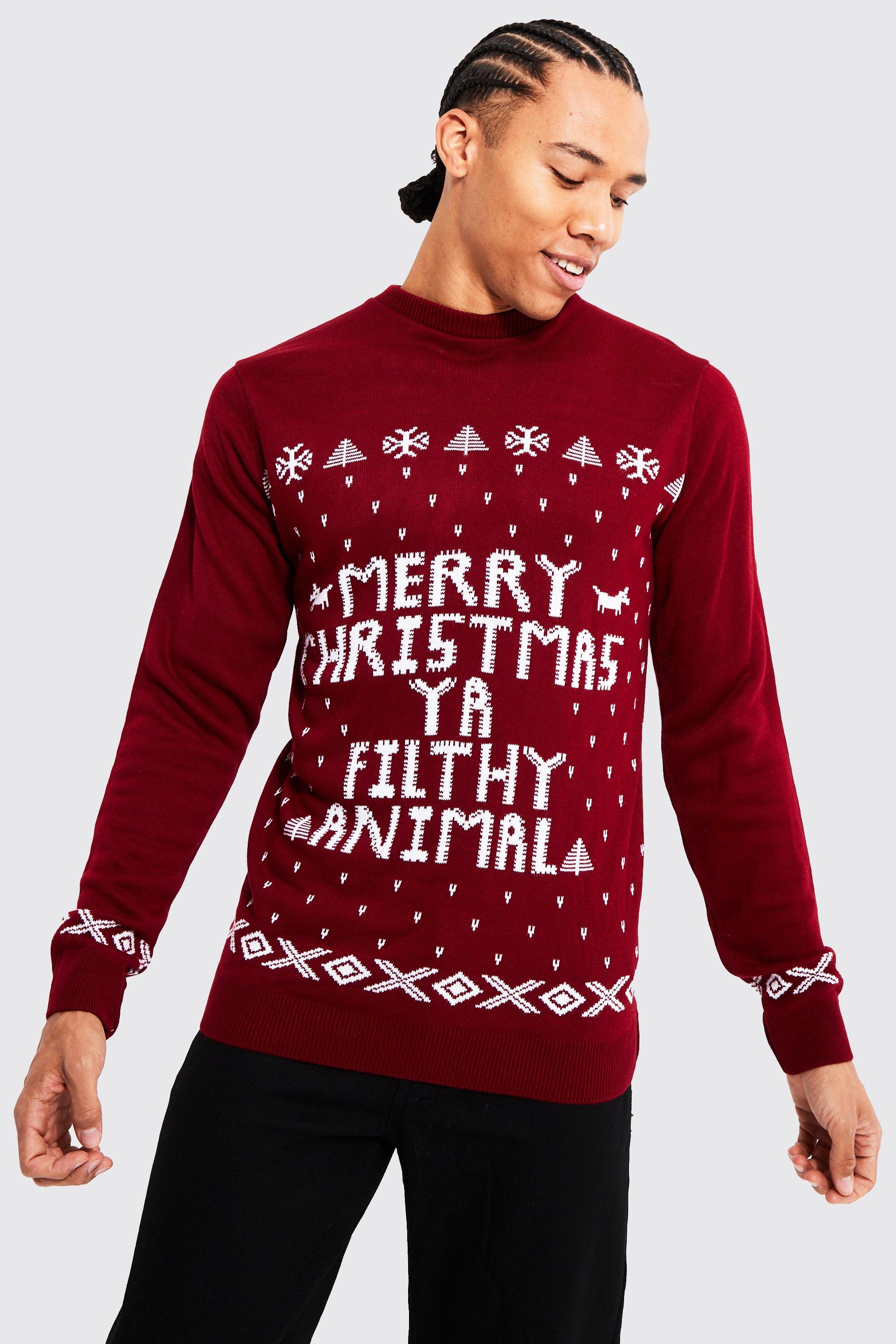 Men s Tall Ya Filthy Animal Christmas Jumper Red Xxl Red