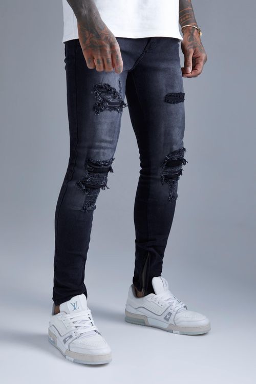 Super Skinny Jeans with All Over Rips