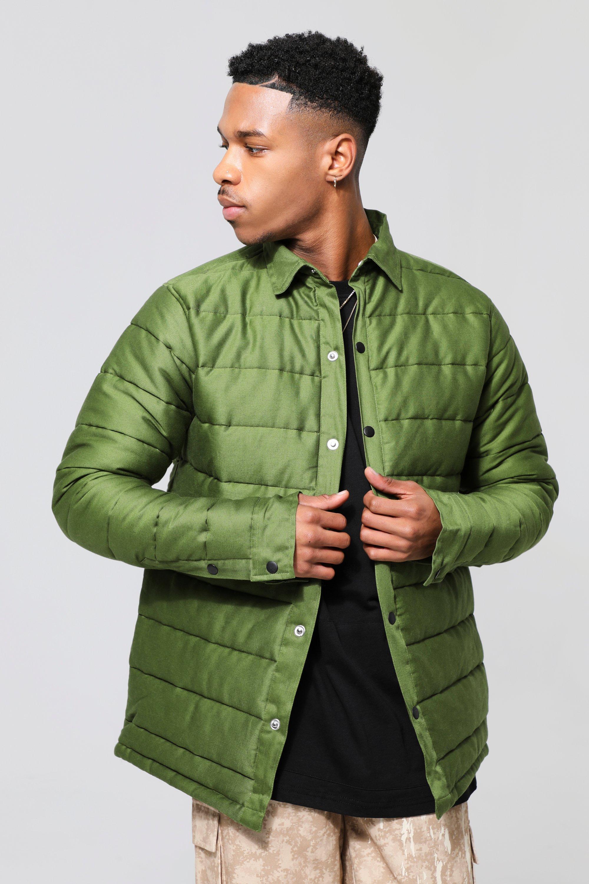 Men's Quilted Twill Overshirt - Green - M, Green | £12.00 | Closer