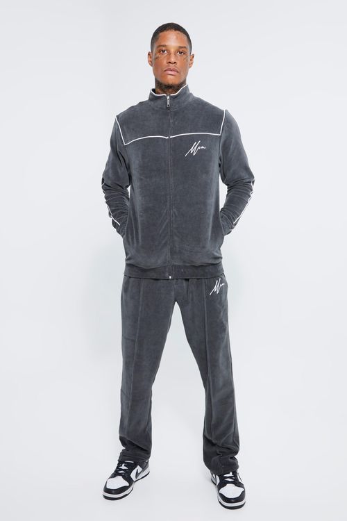 Heavyweight Velour Piping Funnel Neck Tracksuit