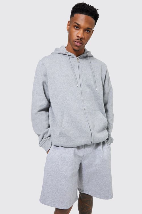 Men's Oversized Zip Through Hoodie - Grey - Xl, Grey | £ | Closer