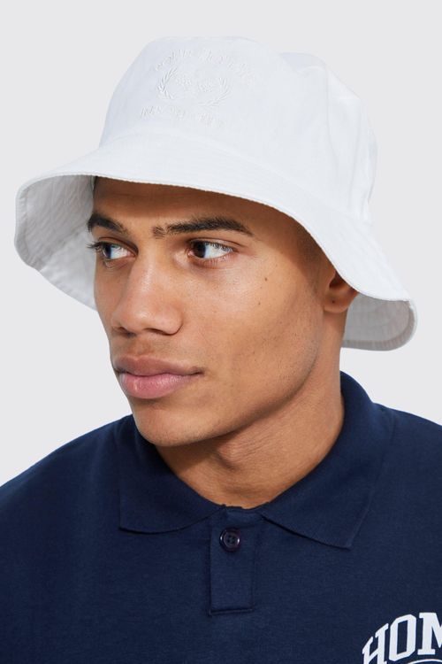 boohoo Men's Fabric Interest Denim Bucket Hat