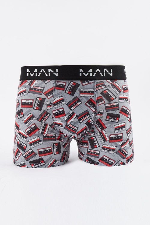 Mens Grey Retro Tape Printed...