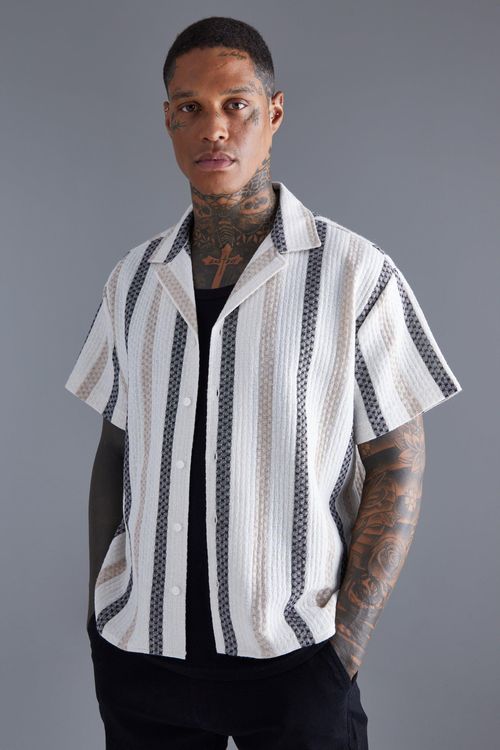 Mens White Short Sleeve Boxy...