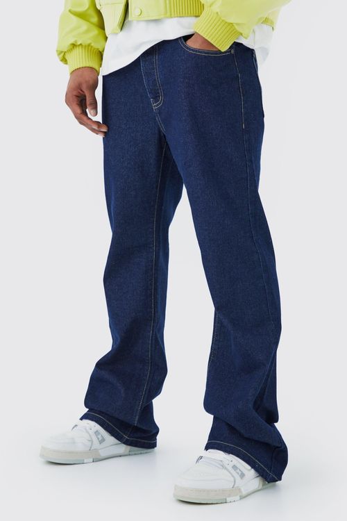 Relaxed Rigid Flare Frayed Jeans