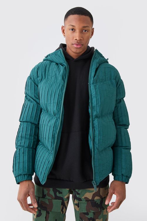 Mens Green Pleated Puffer...