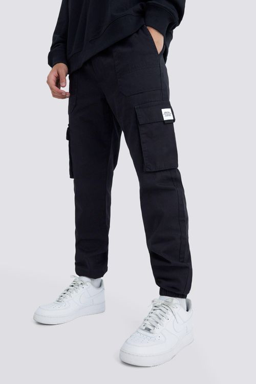 Men's Elastic Waist Slim Fit Man Shell Cargo Jogger - Black - M