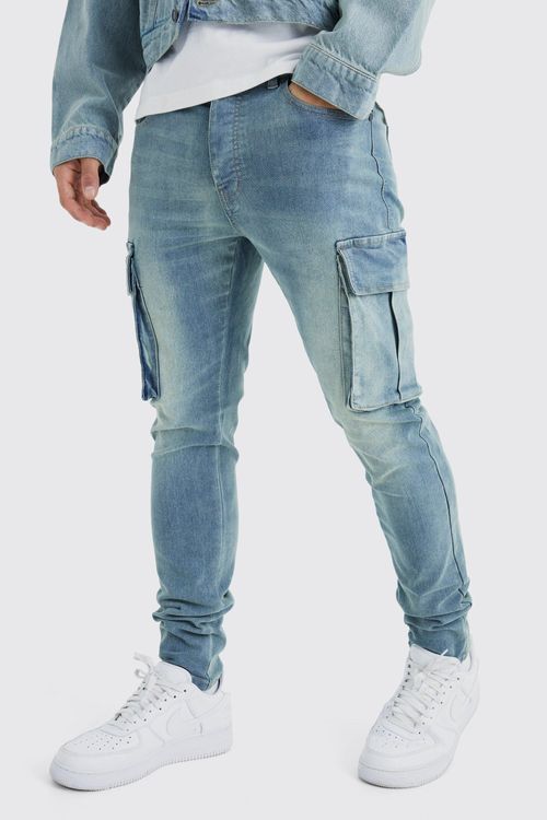 Mens Blue Skinny Stretch...