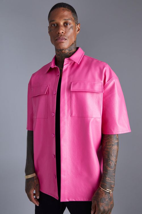 Mens Pink Pu Boxy Oversized...