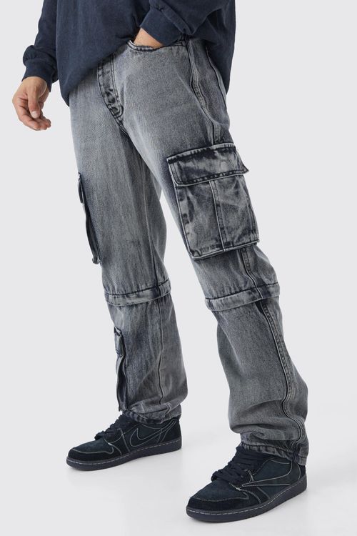 Tall Straight Leg Side Zip Hem Cargo Jeans