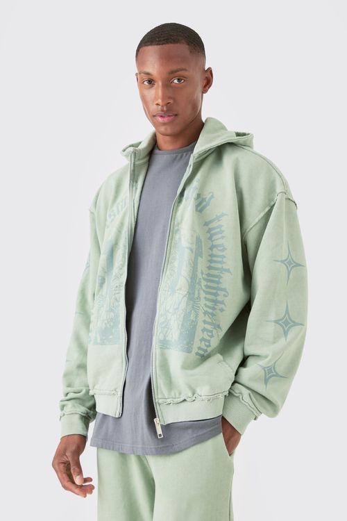 Mens Green Oversized Boxy Raw...